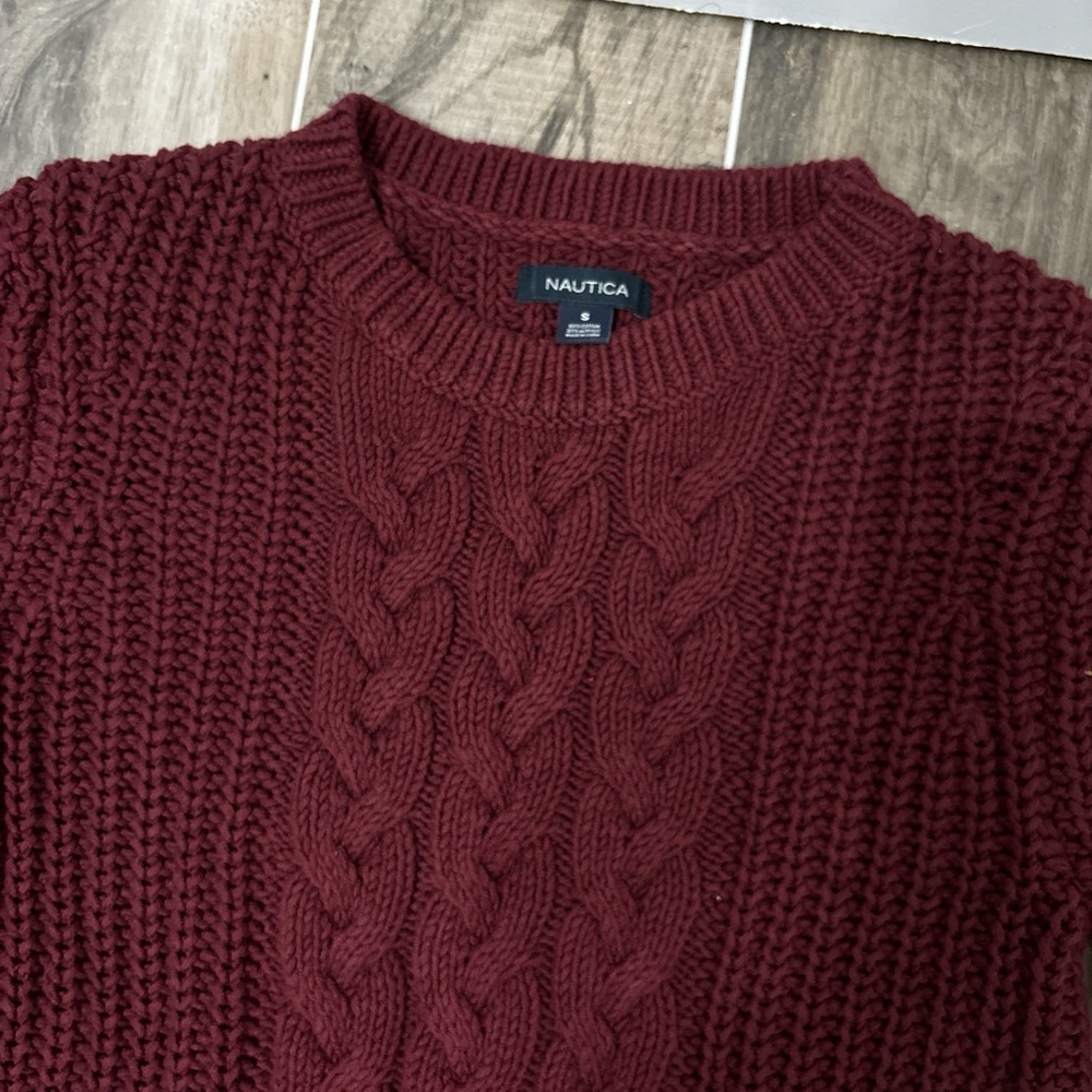 Nautica burgundy cable knit sweater - Picture 4 of 7